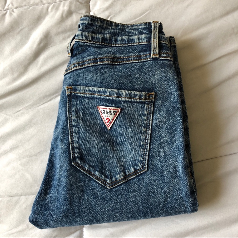 GUESS High Waist Acid Wash Skinny
